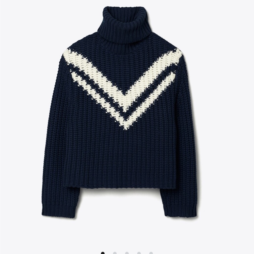 Tory Burch/ Tory Sport MERINO CHEVRON TURTLENECK SWEATER, Like NEW, Size M